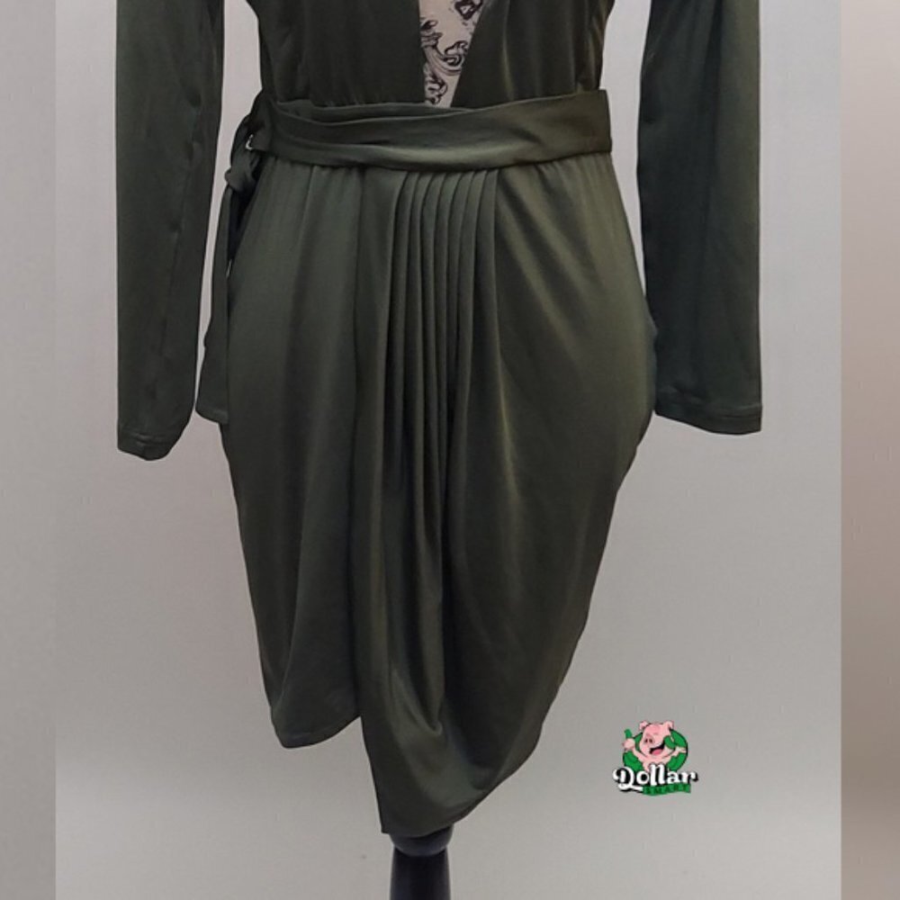 Cuty Fashion Ladies Slim Fit Olive Green Dress - Picture 3 of 9